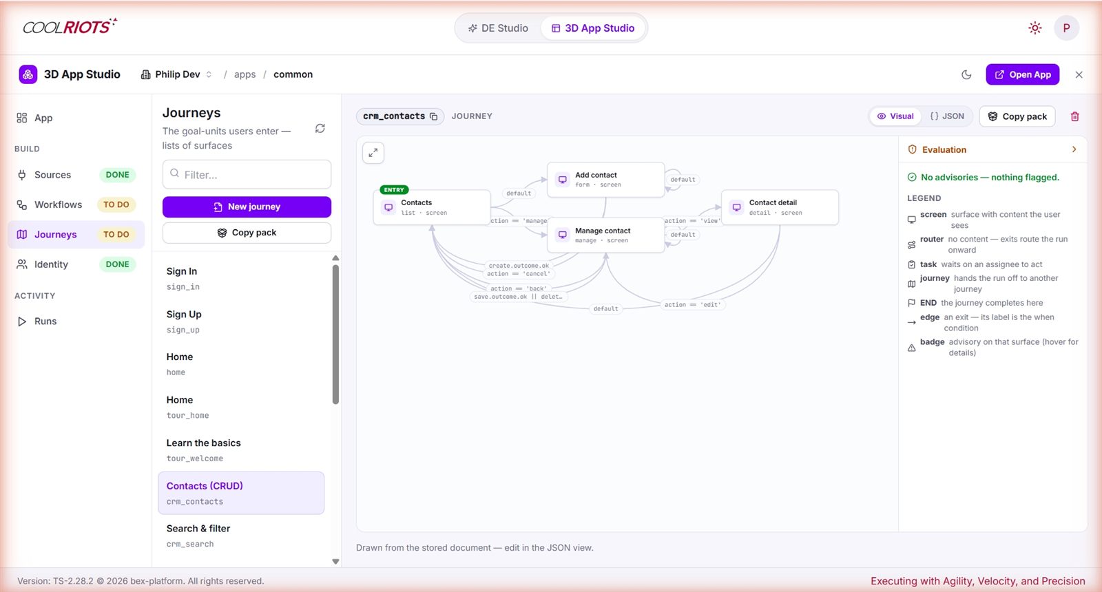 3D App Studio — the visual journey builder